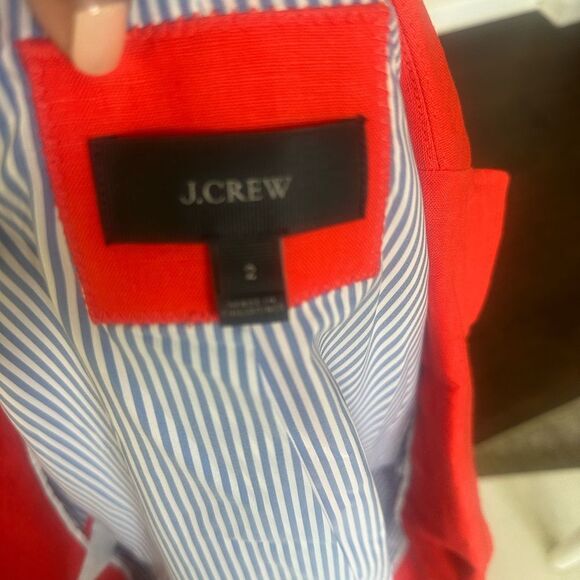 J. Crew Red  Linen Women’s Blazer 2 - Picture 7 of 10